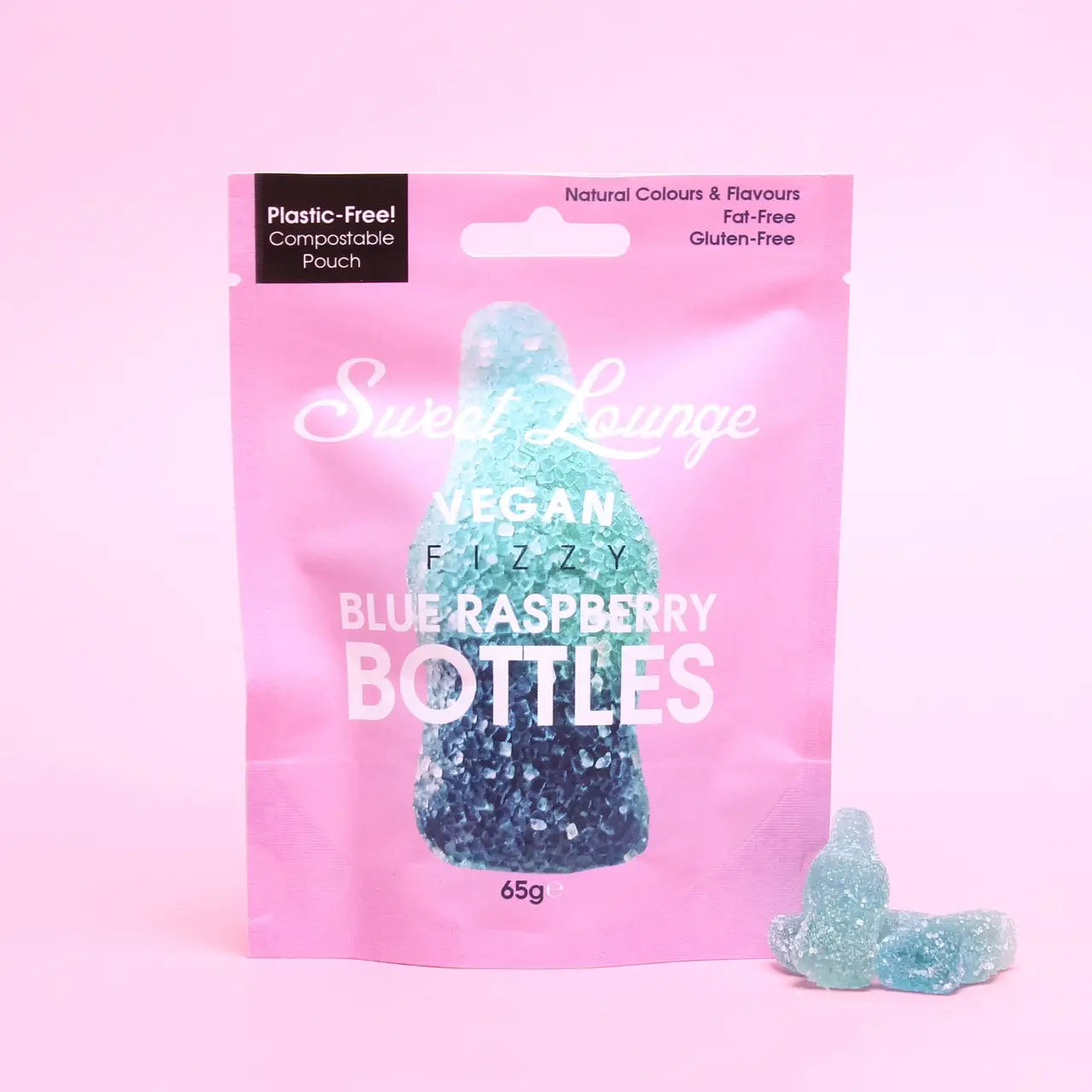 Vegan Fizzy Blue Raspberry Bottles - 65g
