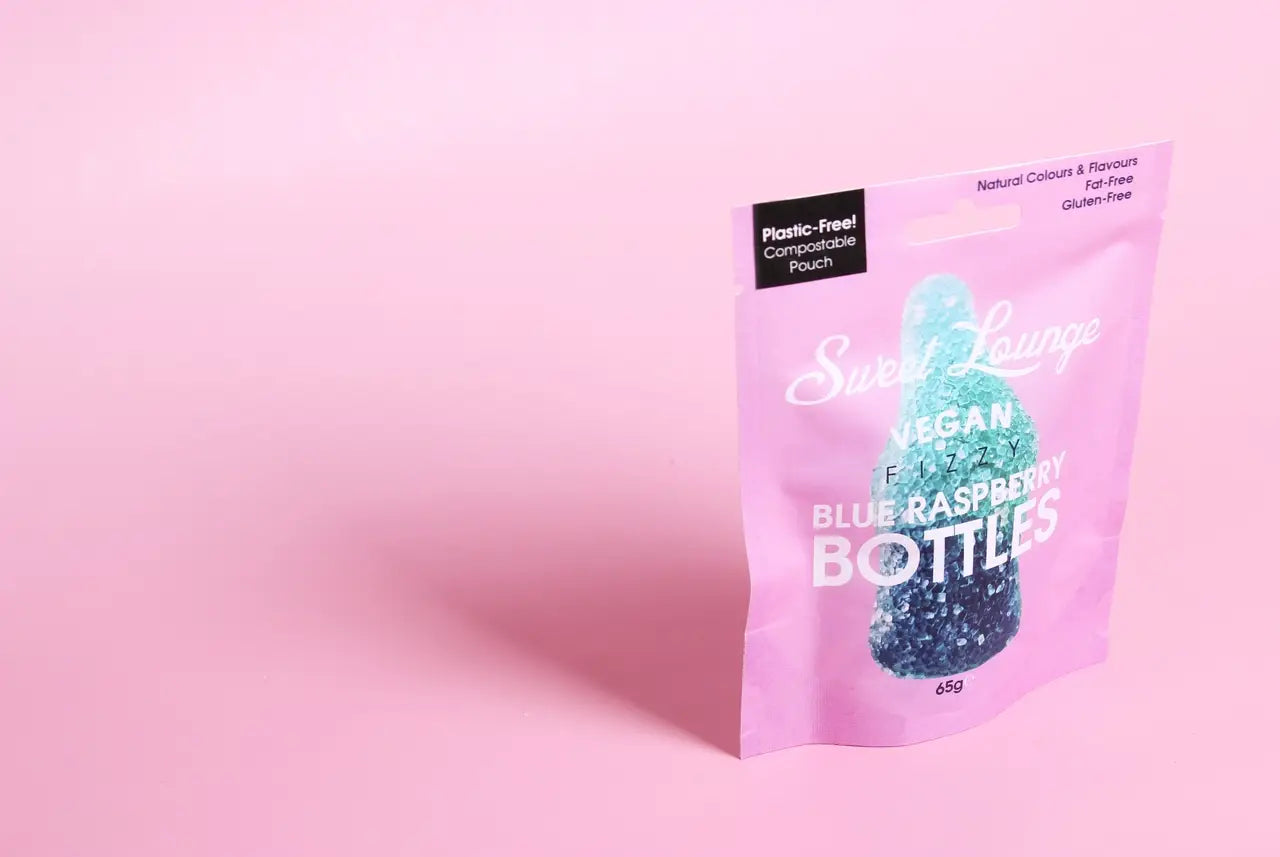 Vegan Fizzy Blue Raspberry Bottles - 65g