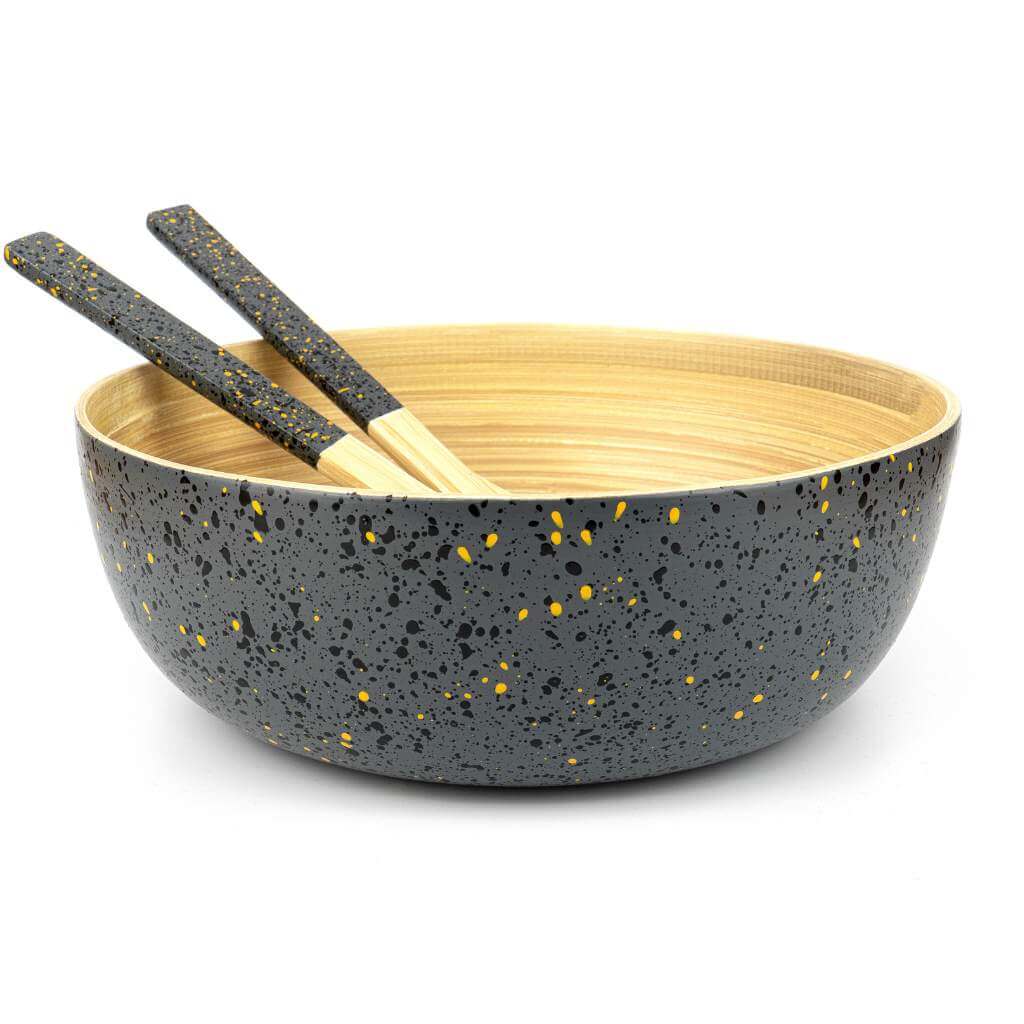 Large Bamboo Salad Bowl - Dark Grey