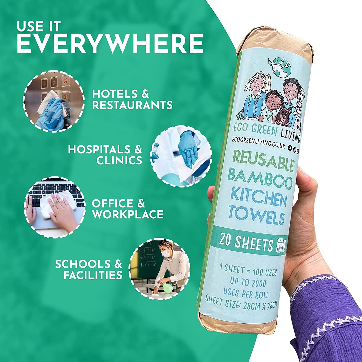 Reusable Bamboo Kitchen Towels