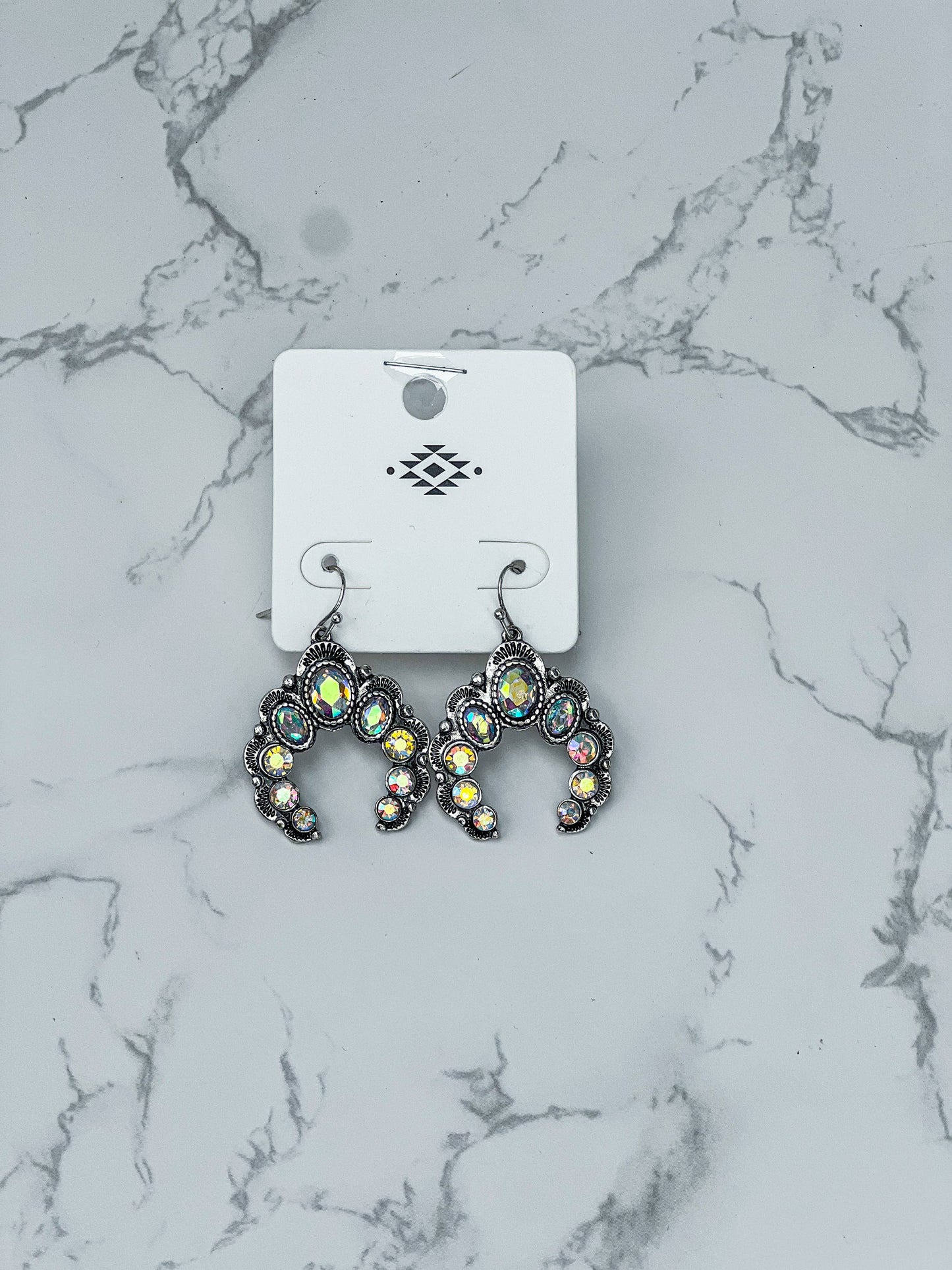 Western AB Bling Horeshoe earrings