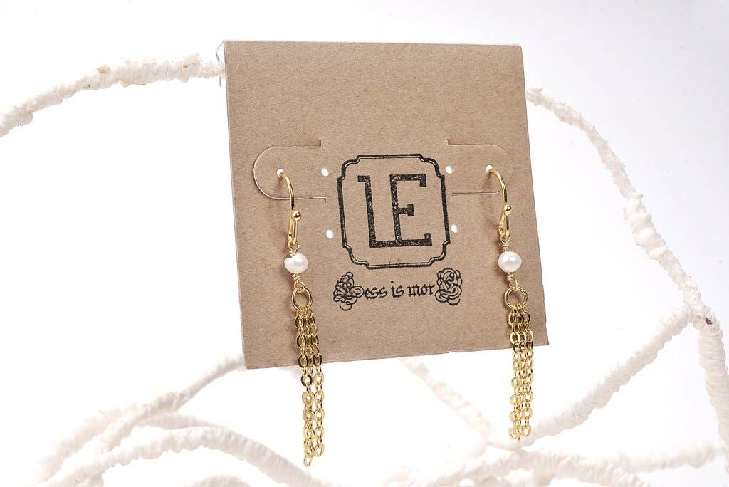 White Pearl Tassel Earrings