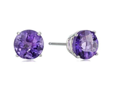 Amethyst 6mm Round Cut Studs