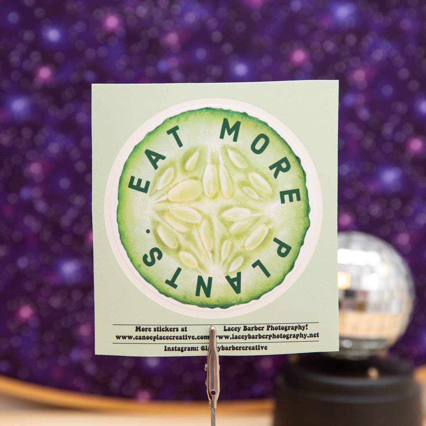 Canoe Place Creative - Eat More Plants Cuke - Vegetarian Sticker - Vinyl Sticker - hiraethcynefin