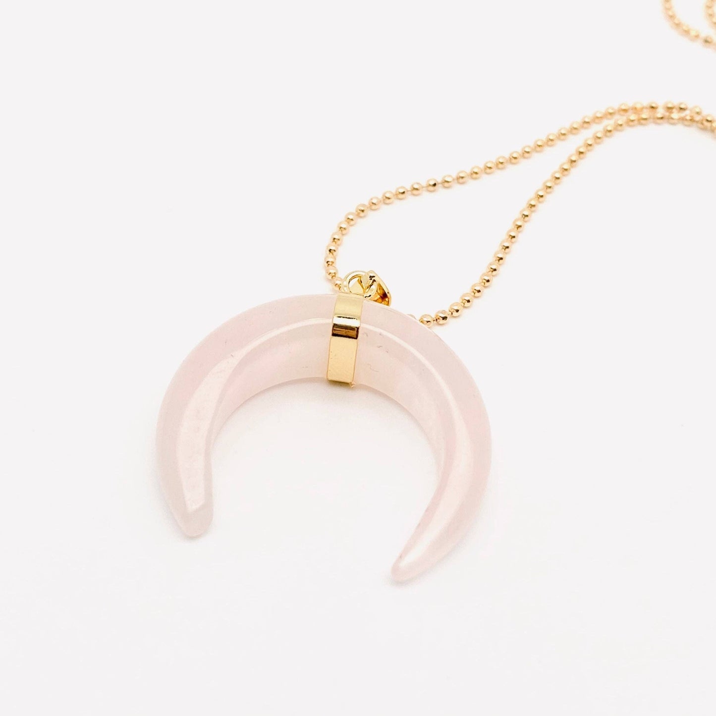 Natural Stone Crystal Moon Necklace