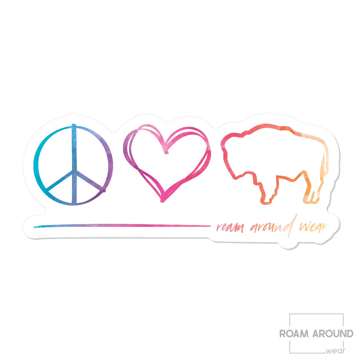 Peace, Love, Bison Sticker