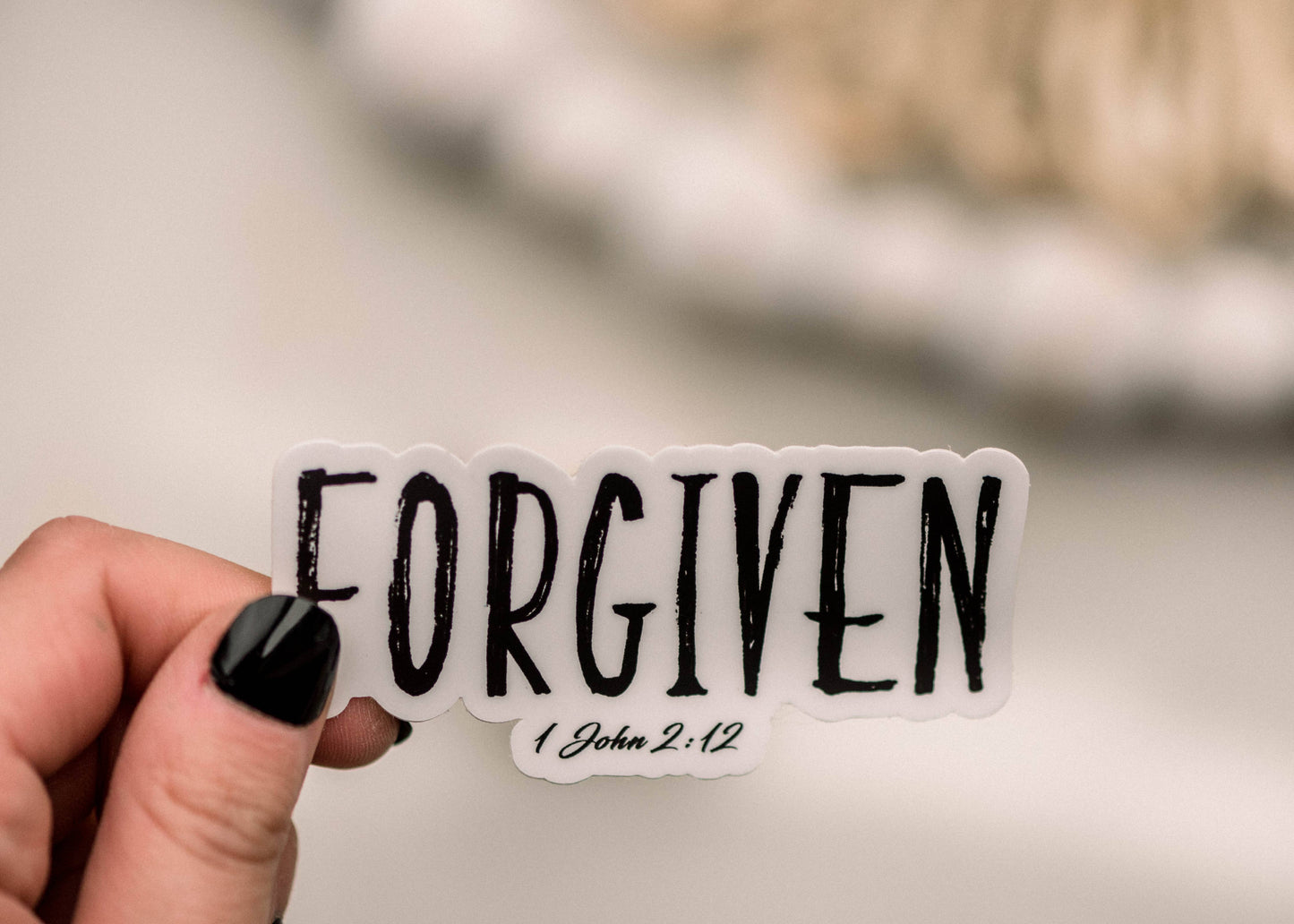Savannah and James Co - Forgiven Scripture Vinyl Sticker, 3x3 in