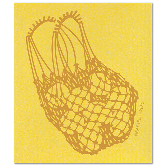 Heartell Press - Screen Printed Yellow Lemons Sponge Cloth