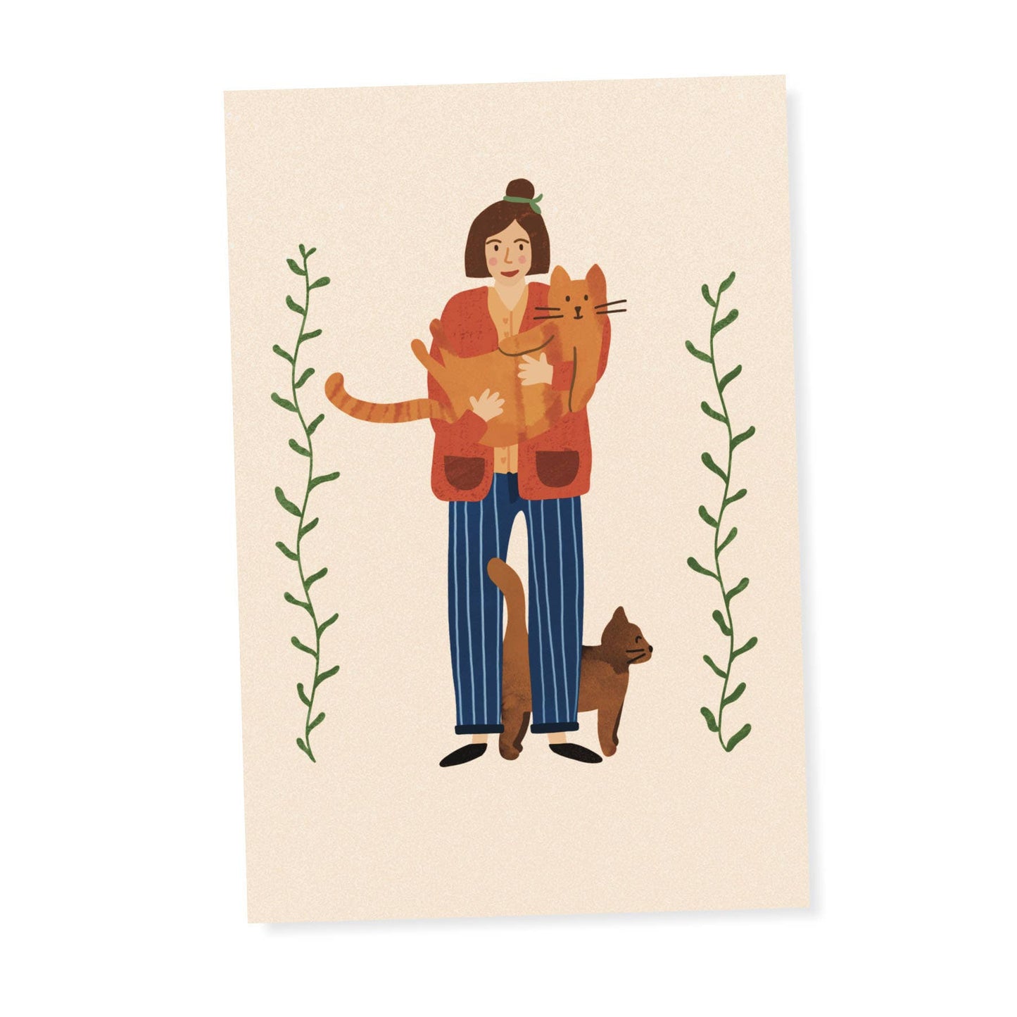 Girl and Cats Postcard
