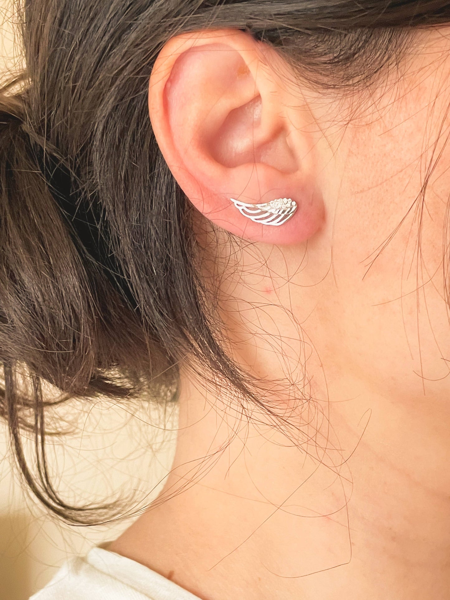 Blueyejewelry - Angel Wing Earrings - Sterling Silver Angel Earrings 0104 - hiraethcynefin