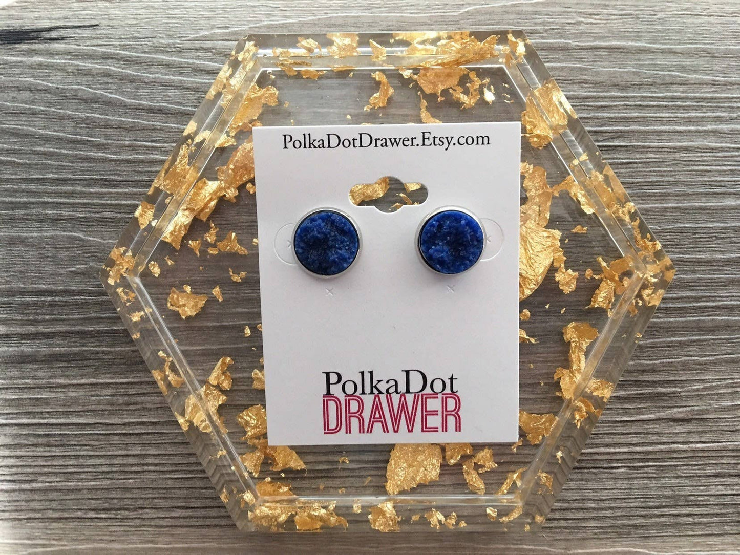 Dark Blue Circle Studs