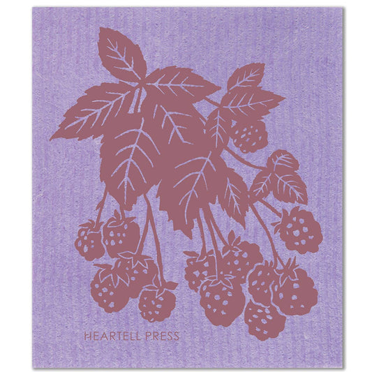Heartell Press - Screen Printed Purple Blackberries Sponge Cloth