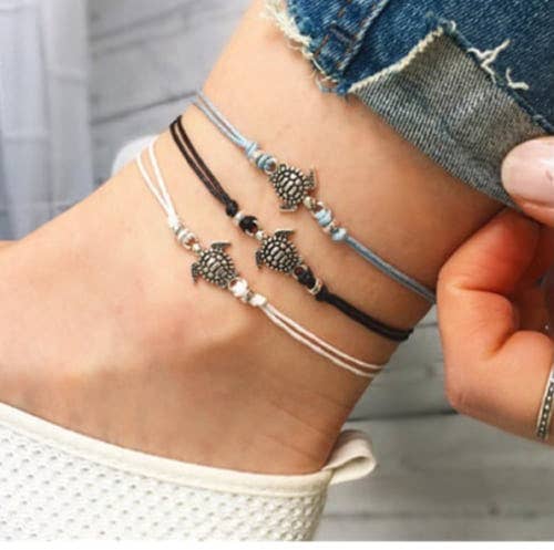 Bohemian Turtle Anklet Ankle Bracelet - White