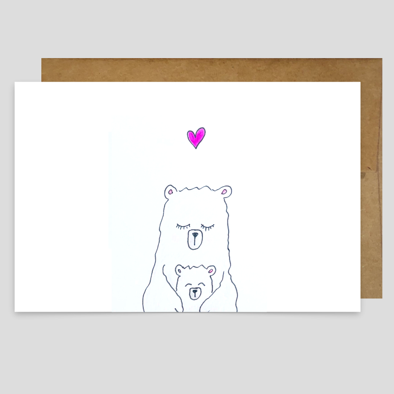 Polar Bear Mother and Baby - Greeting Card