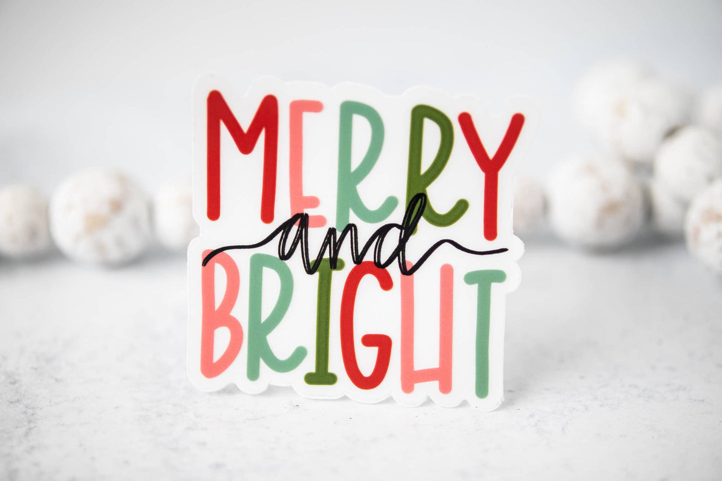 Savannah and James Co - Merry + Bright Clear Sticker, 3x3 in.