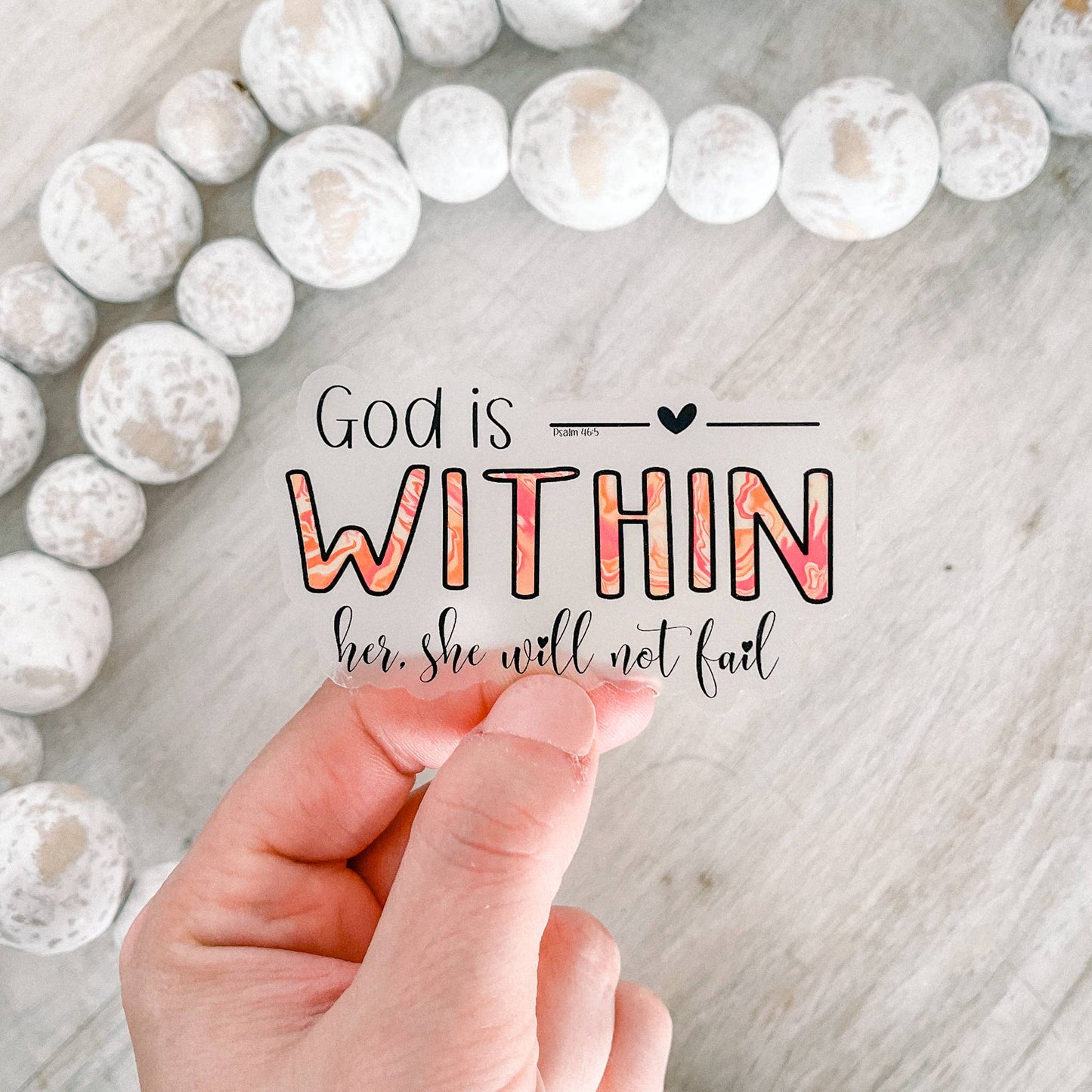 Savannah and James Co - God Is Within Her Clear Vinyl, Sticker, 3x3 in.