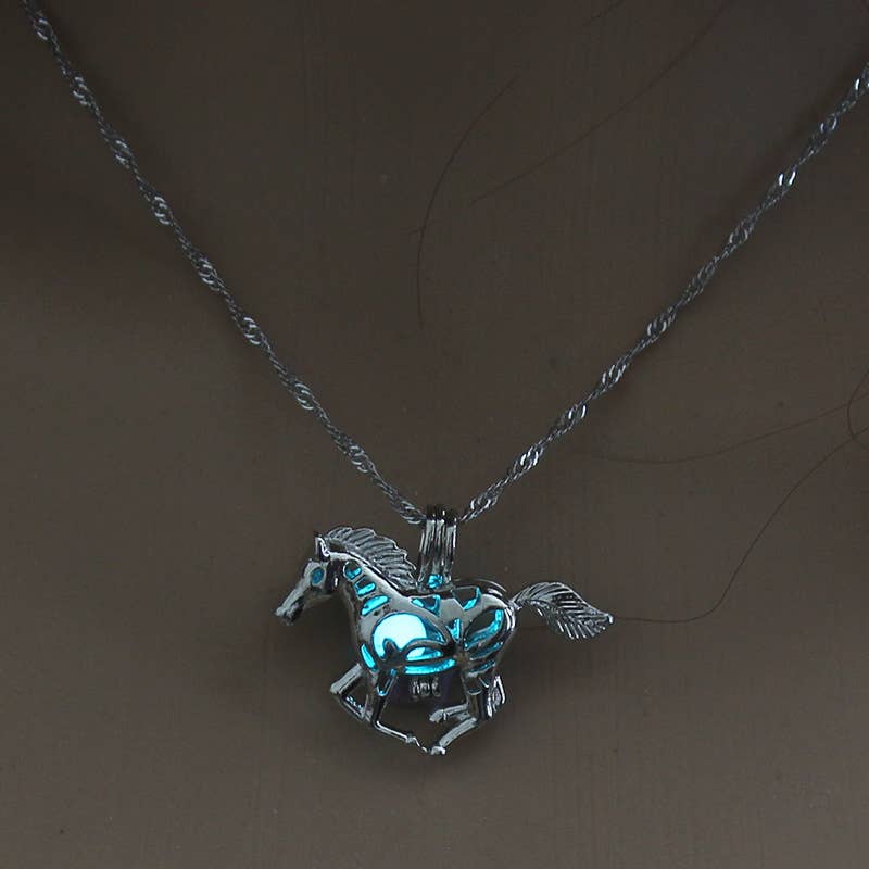 DIANXINGMANG - Fashion Hollow Horse Luminous Necklace - hiraethcynefin