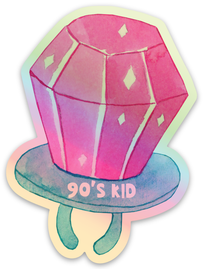 R is for Robo - 90s Kid Ring Pop Holographic Sticker - 90s Nostalgia Gifts