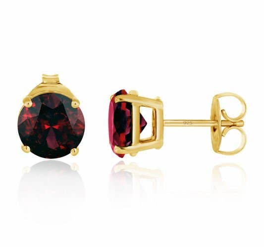 Sterling Silver Red Stud Earrings