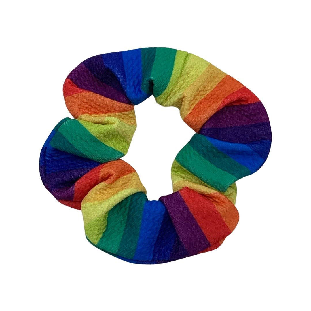 Rainbow Striped Print Colour Hair Scrunchie