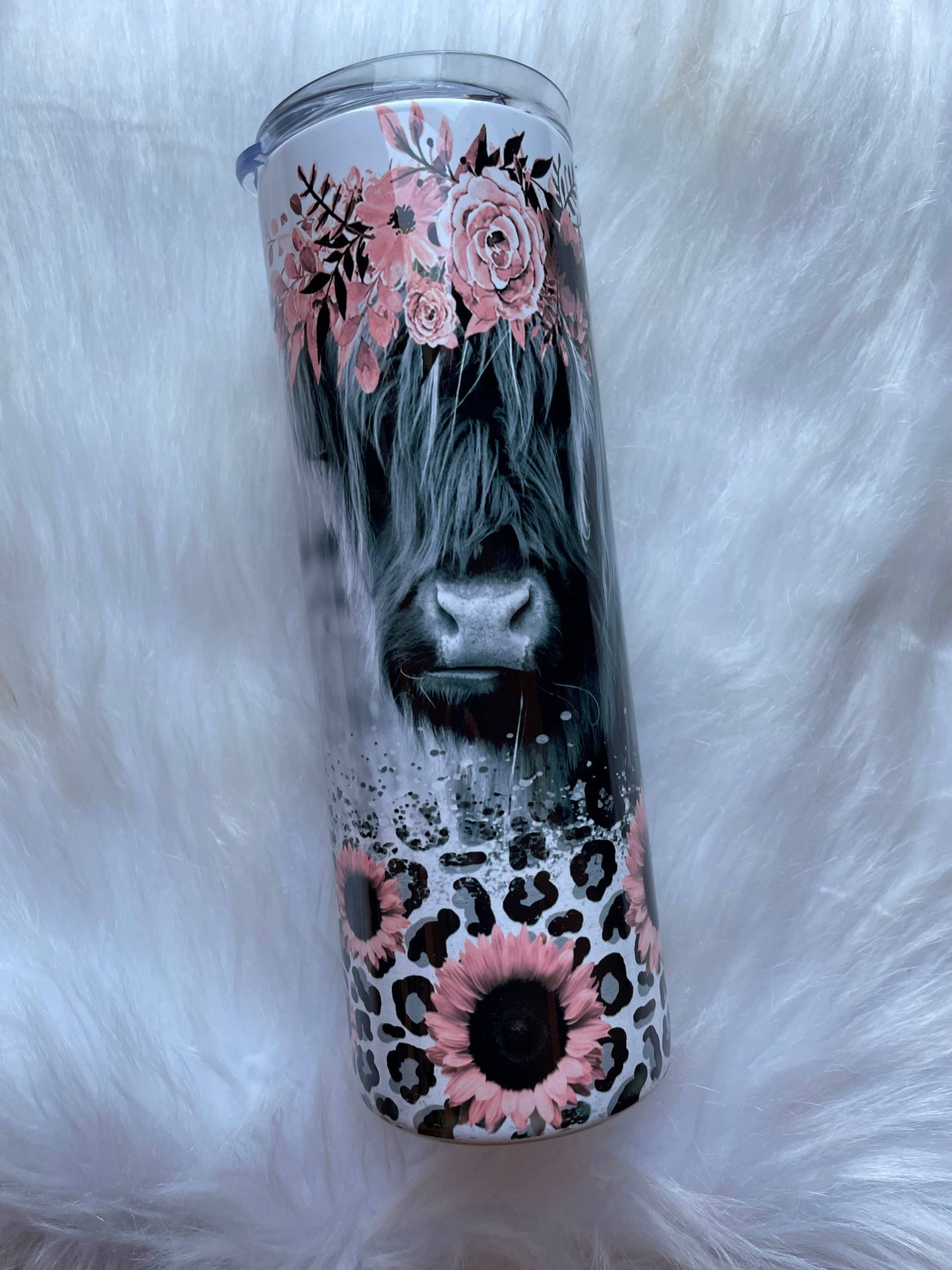 Highland Cow Floral Tumbler