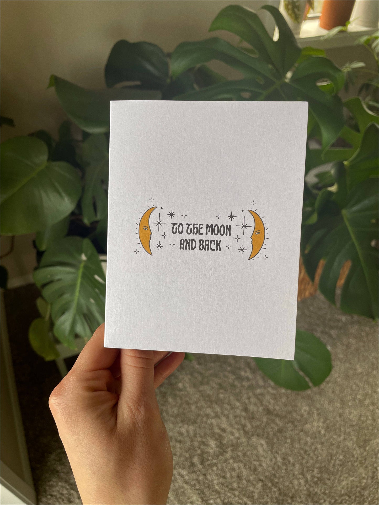 To the Moon and Back Blank Greeting Card