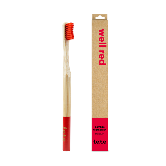 Adult's Medium Bamboo Toothbrush - Well Red
