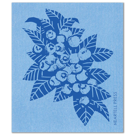 Heartell Press - Screen Printed Blueberries Sponge Cloth - Stocking Stuffers