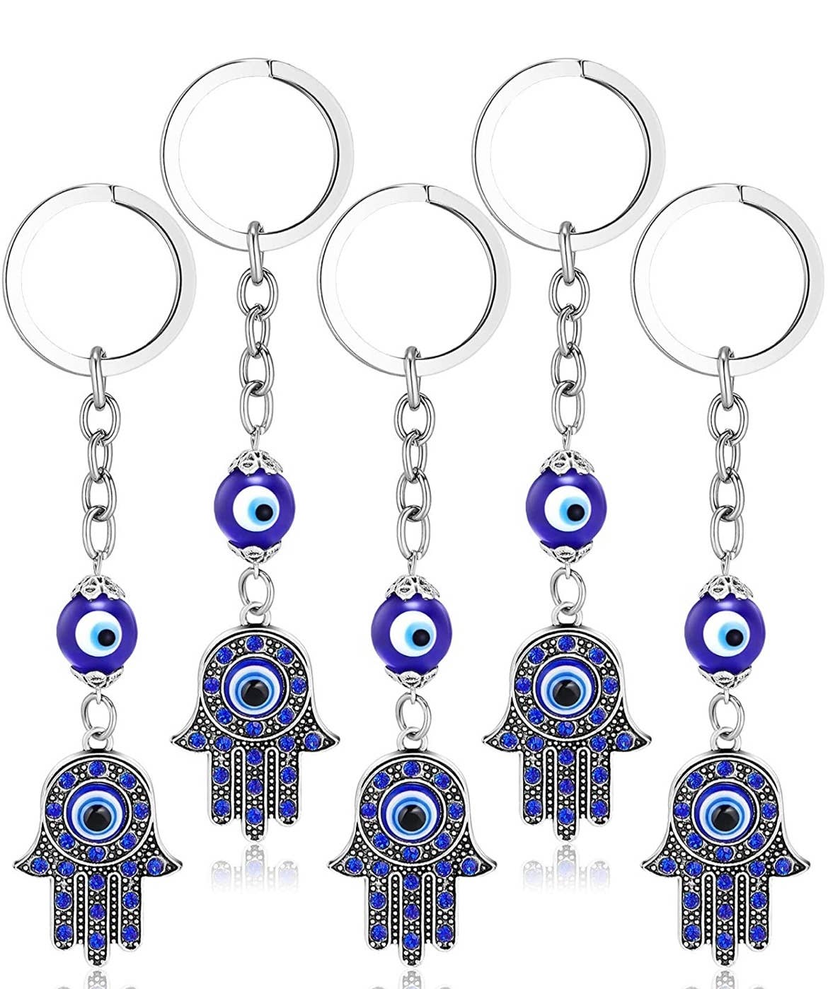 Element Apothecary - Hamsa Hand Keychain Evil Eye Silver Keychain Fatima Protect - hiraethcynefin