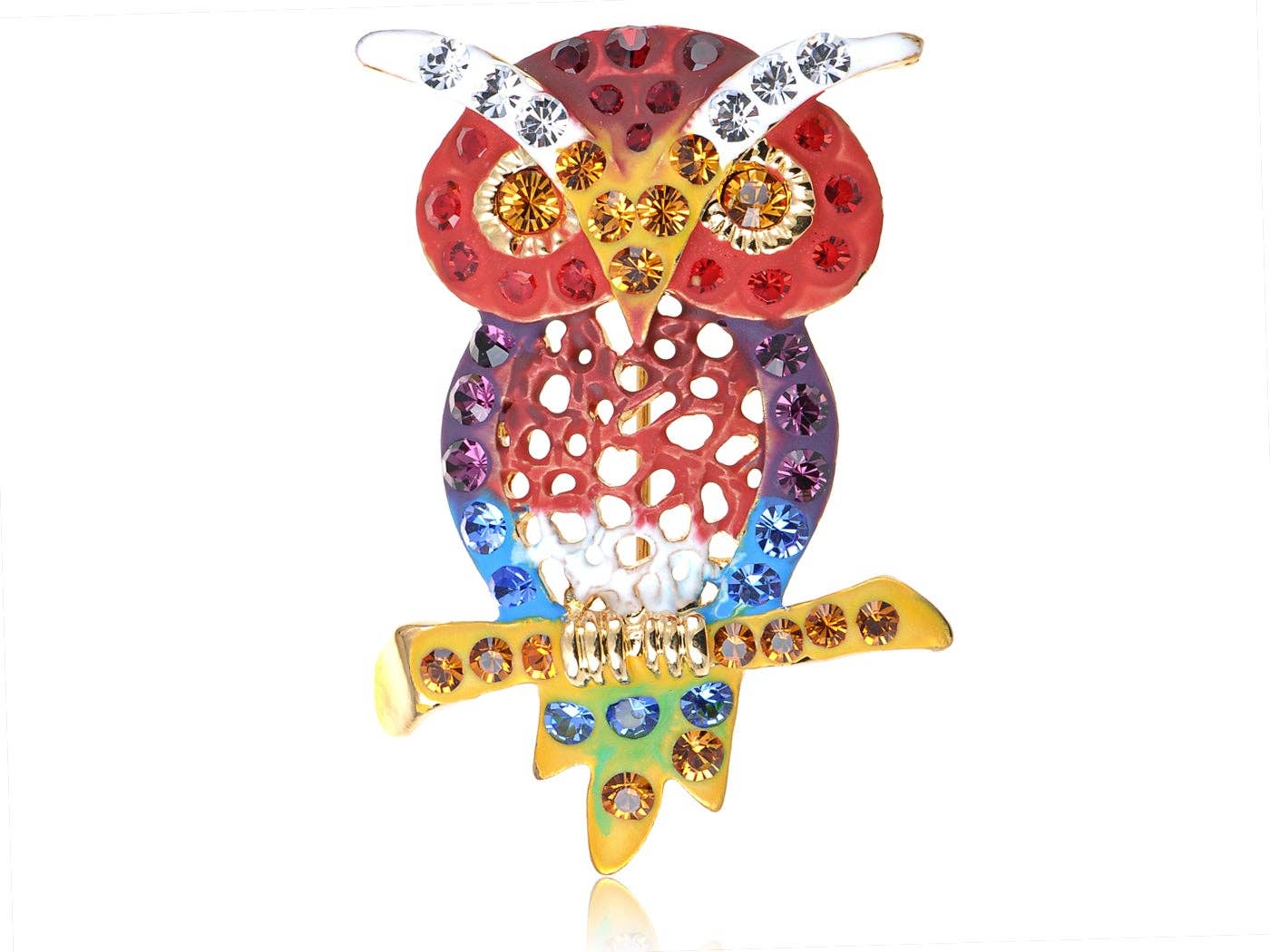 Elements Rainbow Pride Perched Staring Owl Pin Brooch - hiraethcynefin