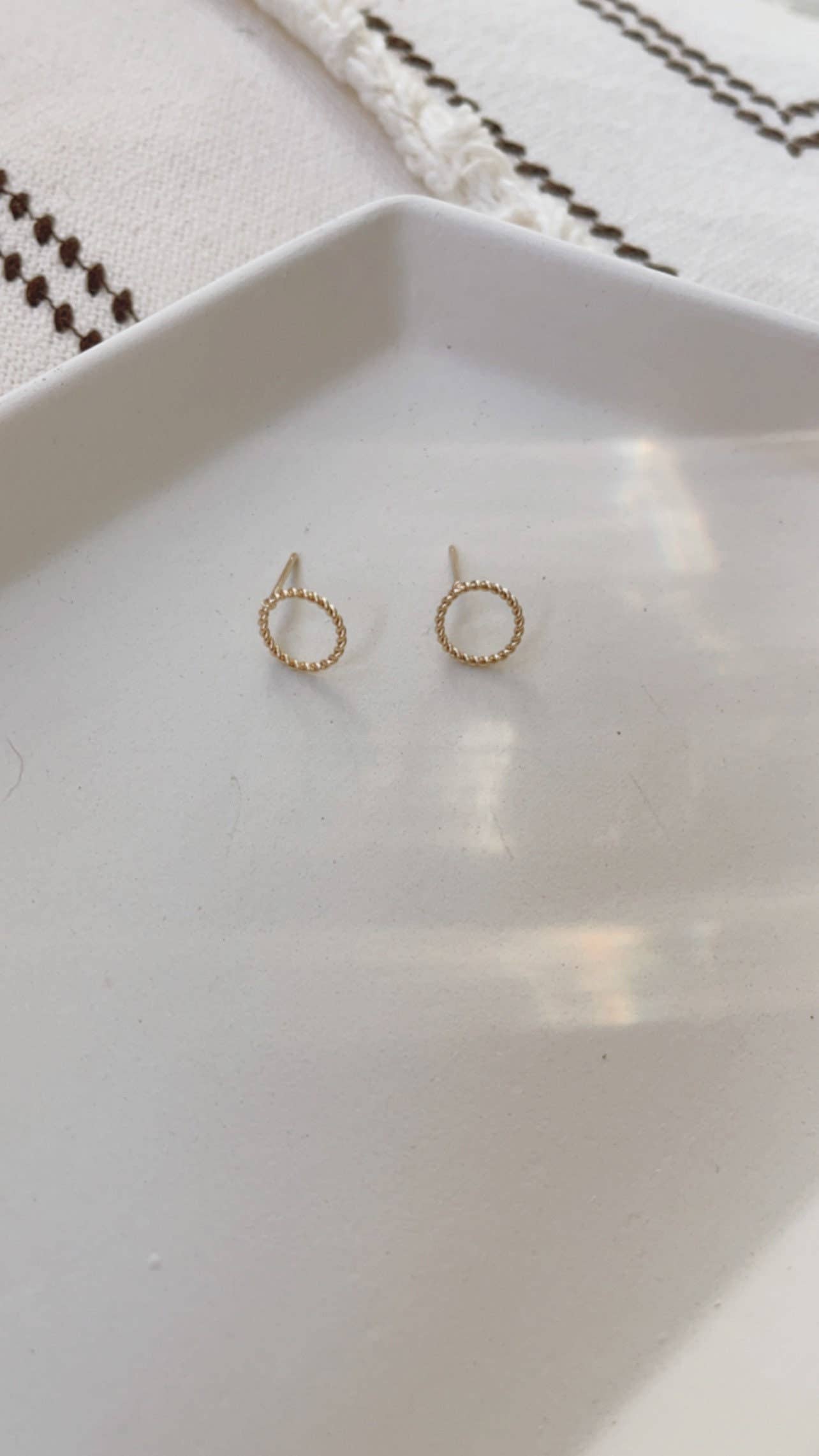 Gold Twisted Circle Studs