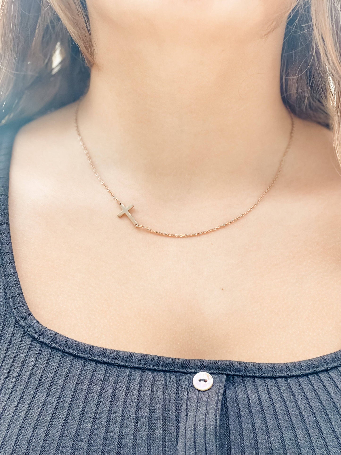 "Faith On My Side" Rose Gold Cross - hiraethcynefin