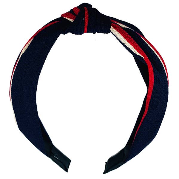 Striped Navy, Red + White Headband