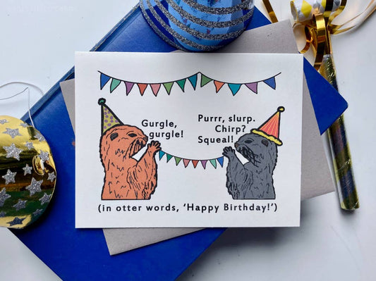 "In Otter Words" Otter Birthday Card - hiraethcynefin
