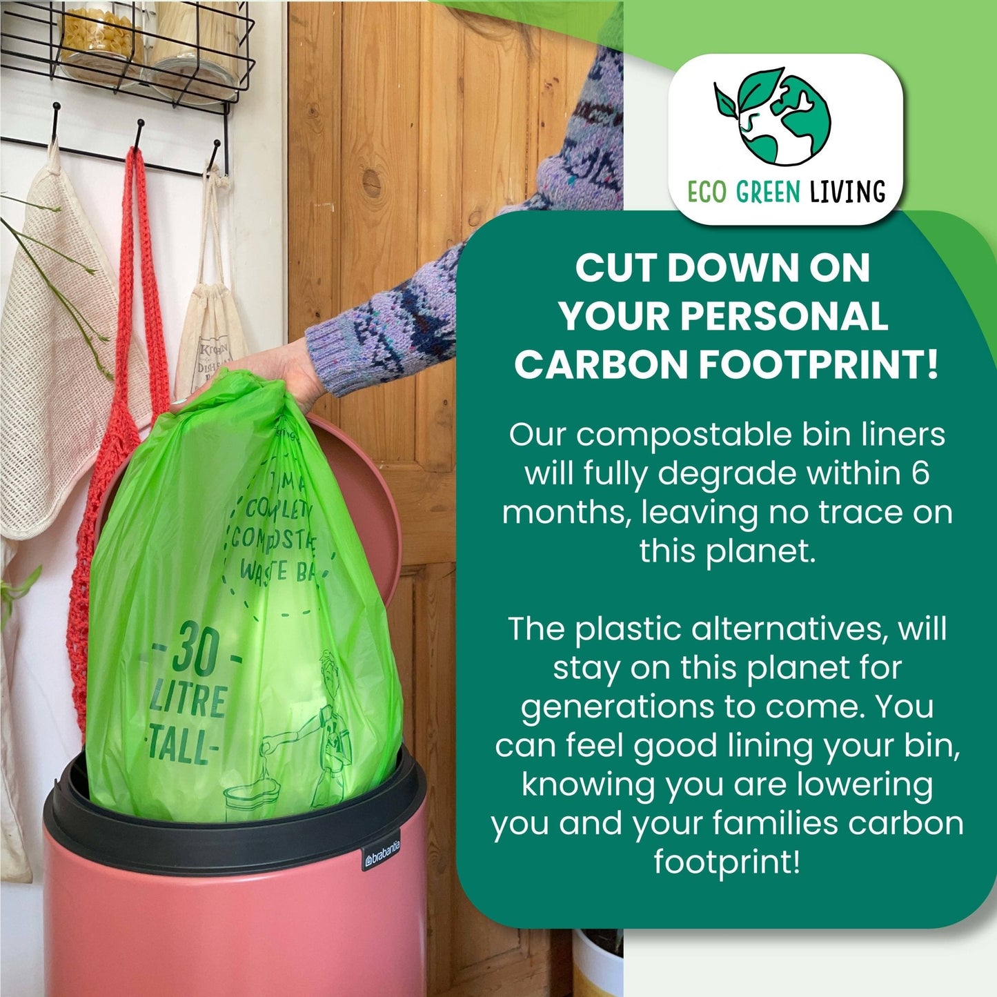 30 Litre Compost Friendly & Zero Plastic 18 Bin Bags