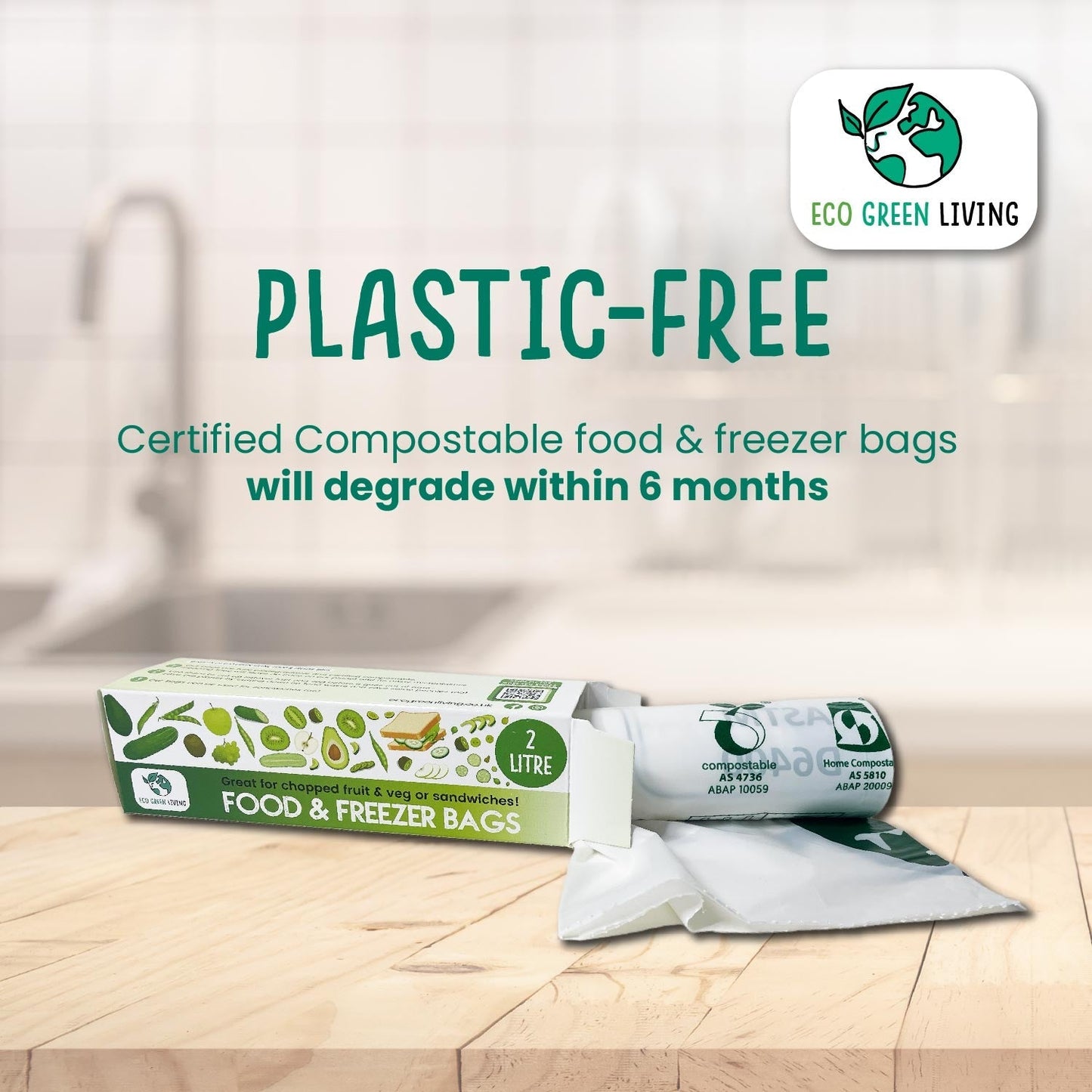 4 Litre Certified Compostable Food & Freezer Bags (25 bags)