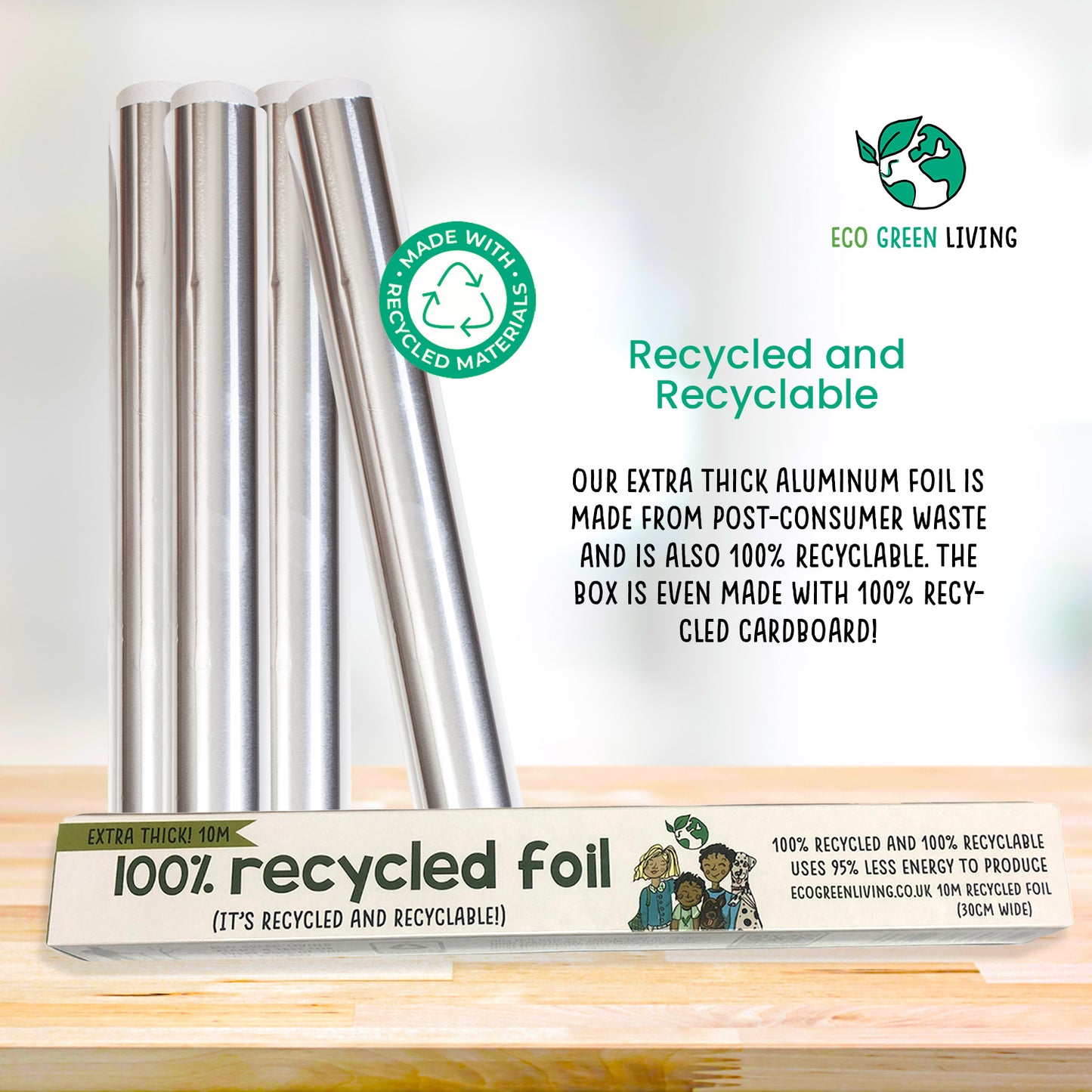 100% Recycled Aluminium Foil - 30cm x 10m