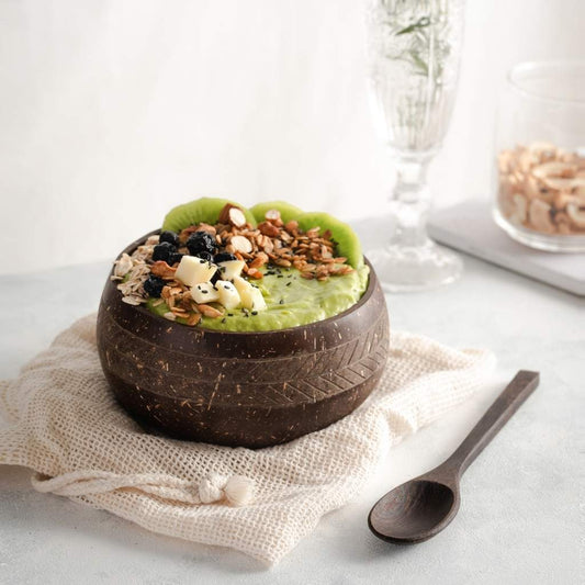 Coconut Bowl and Spoon - Geometric