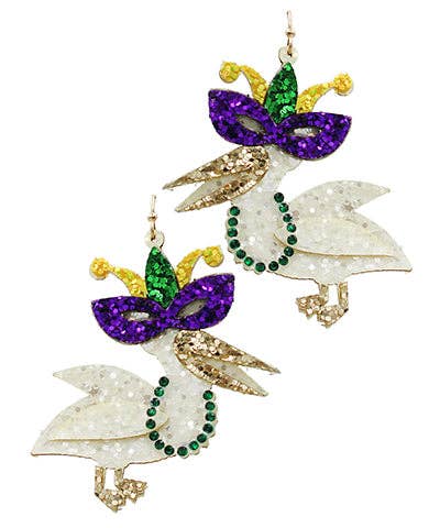Mardi Gras Duck Glitter Earrings