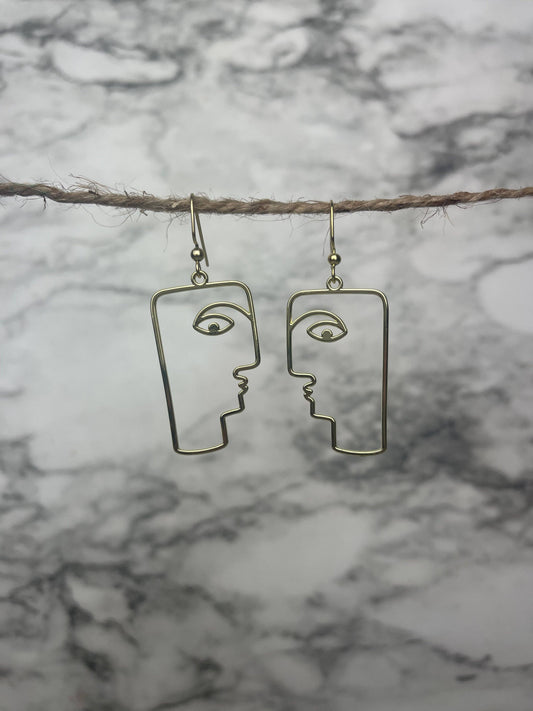 Dummy Apparel Co. - Abstract Face Cut Out Earrings - hiraethcynefin