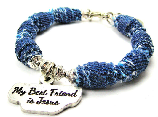 Chubby Chico Charms - My Best Friend Is Jesus Jean Beaded Toggle Bracelet Religion - hiraethcynefin