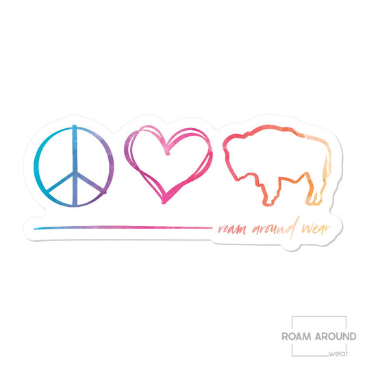 Peace, Love, Bison Sticker
