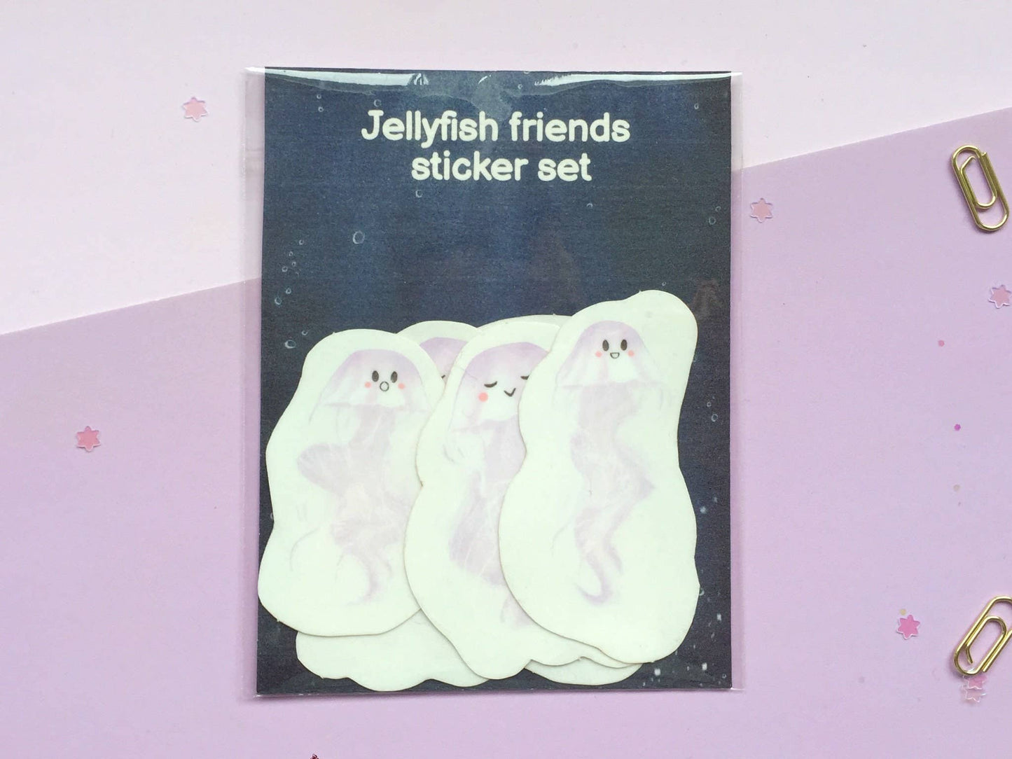 Cute Jellyfish friends clear sticker pack - set of 6