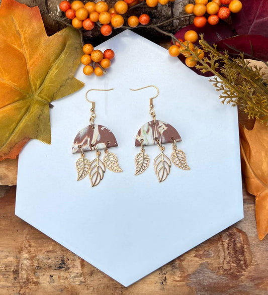 Mocha Gold Leaf Earrings