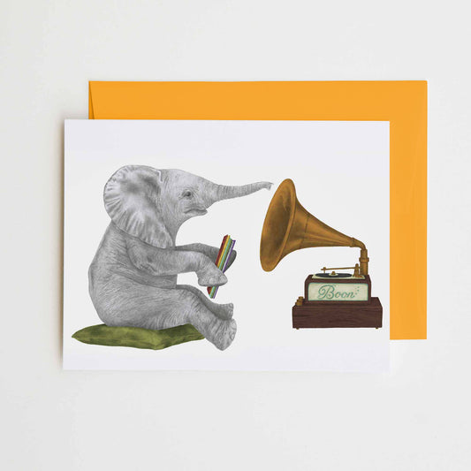 Central & Gus - Newton Chapel African Elephant Note Card - hiraethcynefin