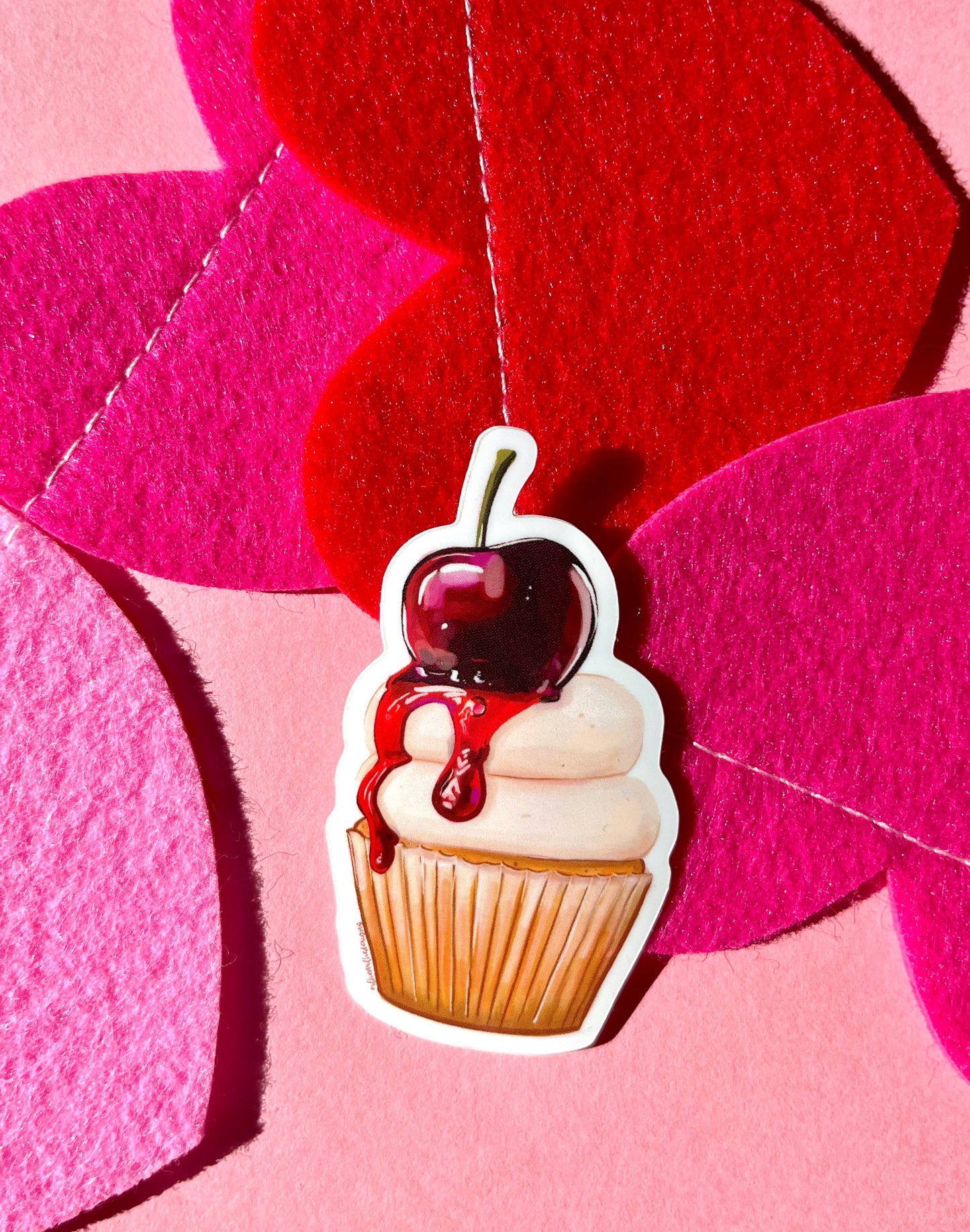 Illie Millie Designs - Cherry Cupcake Vinyl Sticker