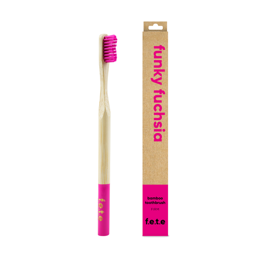 Adult's Firm Bamboo Toothbrush - Funky Fuchsia - hiraethcynefin