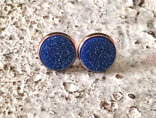 Gold & Blue Glitter Earrings