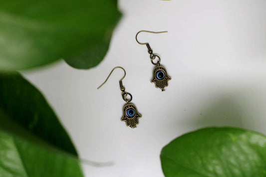 Bronze Hamsa Hand Earring Set - hiraethcynefin