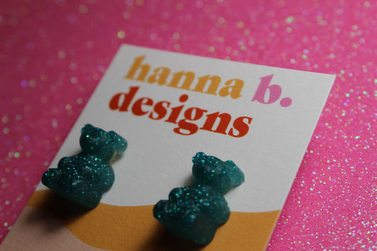 Teal Dream Yummy Gummy Bear Earrings